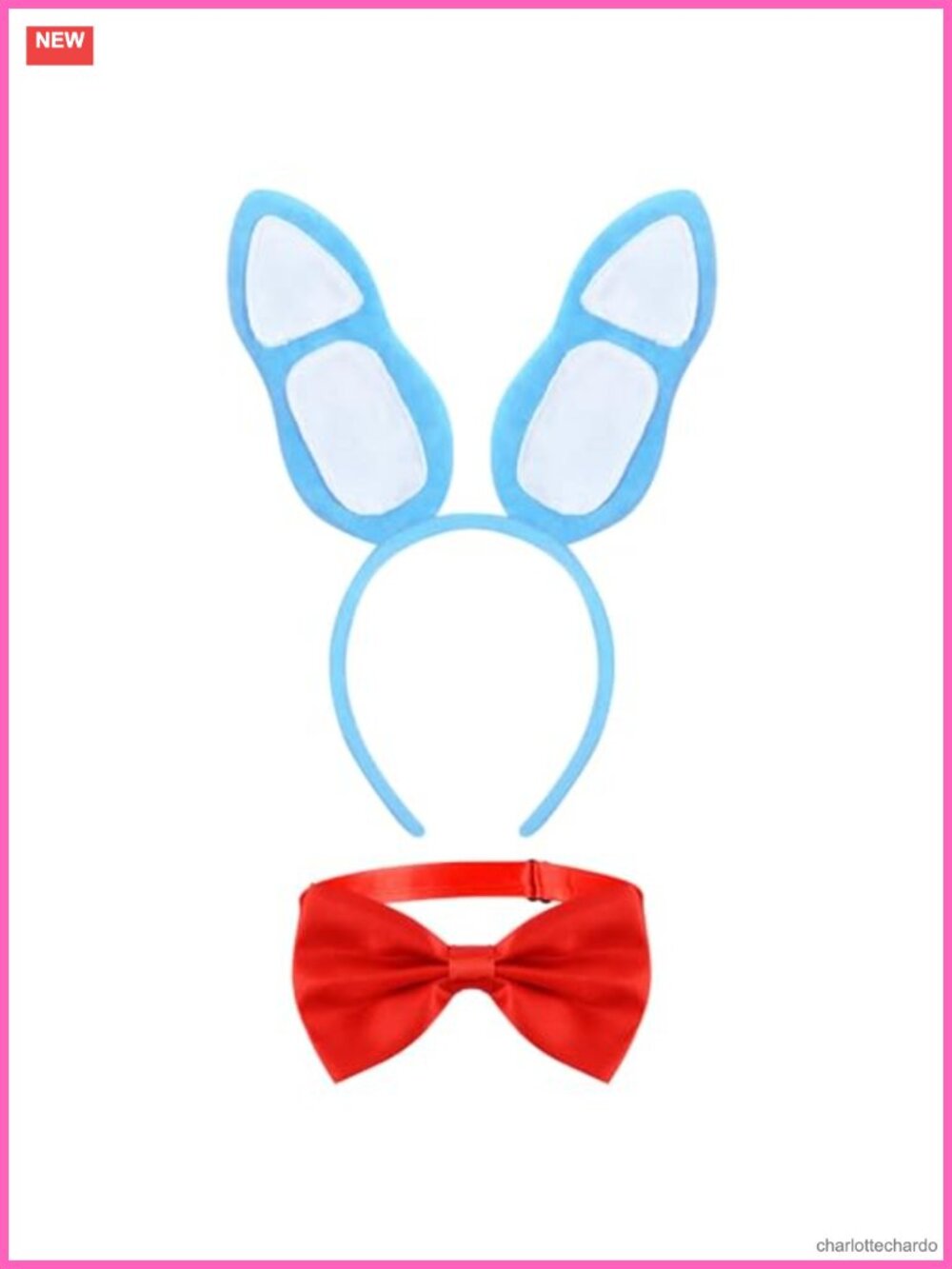 Bunny Ear Headband Red Bow Tie Set Halloween Costume Accessories Cosplay